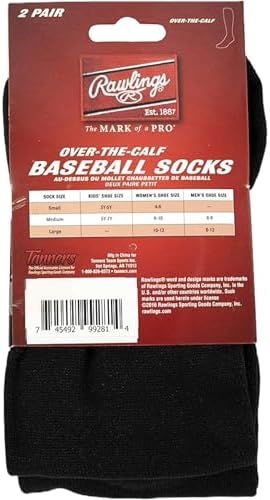 Rawlings 2 Pair Athletic Socks Baseball Softball