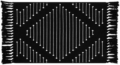 LIVEBOX Boho Black Bathroom Rug 2x3