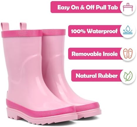 LandChief Kids Rain Boots Waterproof and Comfortable