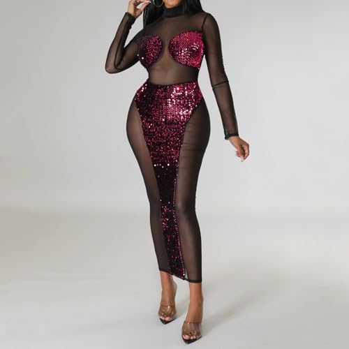 Womens Sparkly Sequin Bodycon Night Club Dress 1