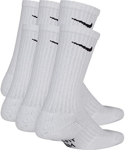 Nike Kids Cushion Crew Socks 6 Pair White Black Small 1