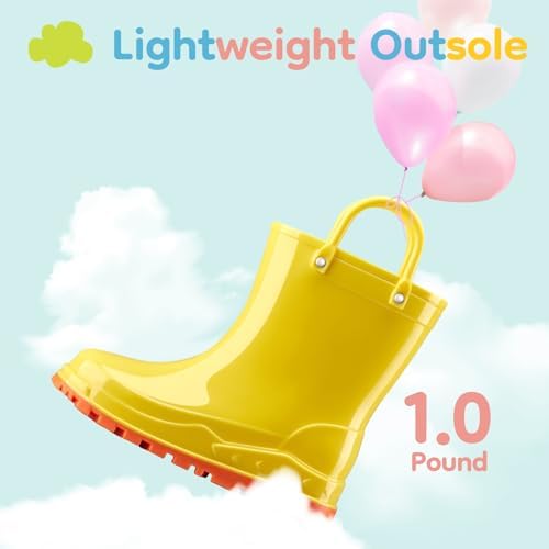 HISEA Toddler Rain Boots Waterproof Easy-On Handles