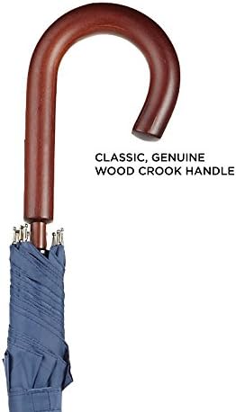 Totes Eco Auto Open Stick Umbrella with Wooden Handle