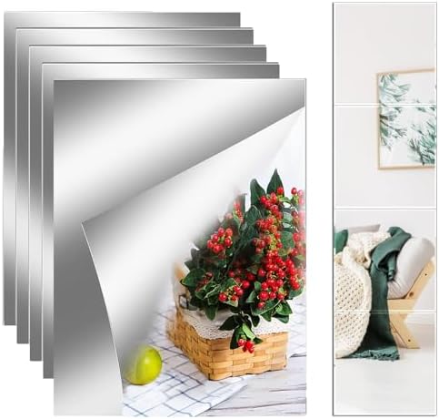 YVPSI 6PCS 8x6 Flexible Acrylic Mirror Tiles