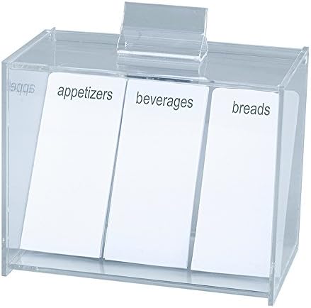 Meadowsweet Kitchens Recipe Card Organizer Box - Clear Acrylic with 12 Tab Dividers