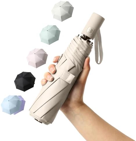 BAODINI Compact UV Protection Travel Umbrella 42 Inch UPF 50 Windproof
