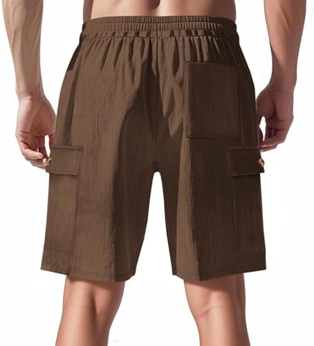 Finelylove Mens Cargo Shorts with Pockets and Elastic Waist