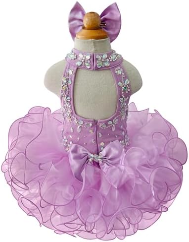 Jenniferwu 12-18M Glittering Beading Pageant Dress for Little Girls