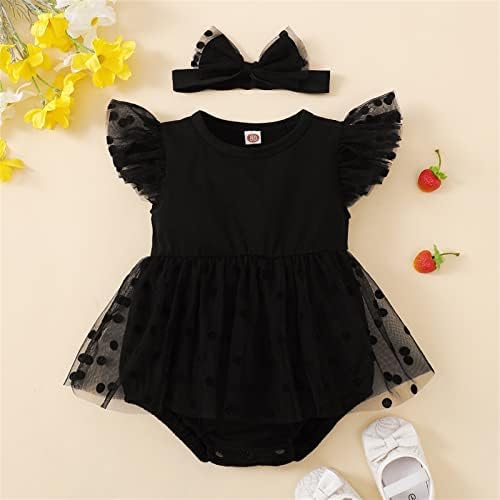 Baby Girl Ruffled Sleeve Romper with Headband Set 2Pcs