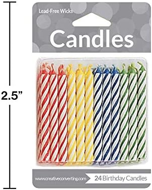 Party Central 288 Multi-Color Striped Birthday Candles