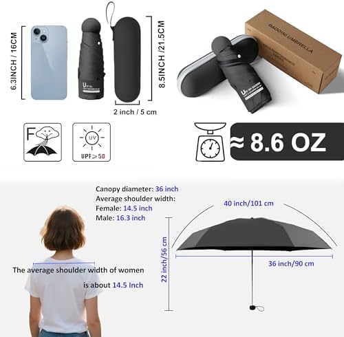 BAODINI Compact UV Folding Umbrella for Travel