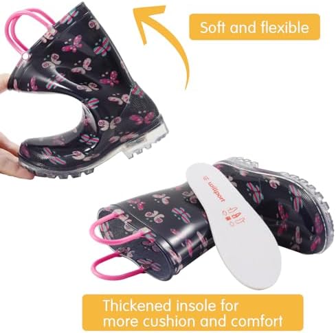 WILLPORT Light Up Rain Boots for Toddlers with Easy-On Handles