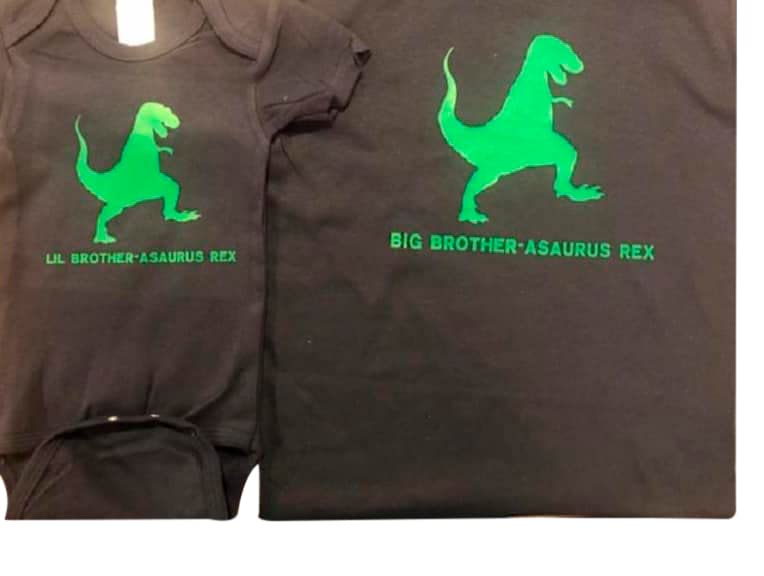 Personalized Dinosaur Brother Shirt Set T-Rex Toddler Onesie Baby T-Shirt