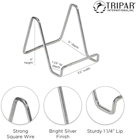 TRIPAR 6-Pack 4-Inch Metal Square Book Holder Stand