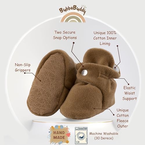Bubbabuddy Cozy Fleece Baby Booties with Non-Slip Sole