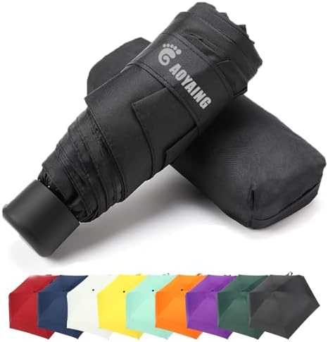 GAOYAING Compact Travel Umbrella Black 34 Inches