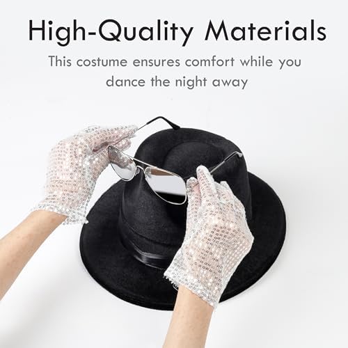 Michael Jackson Costume - Set of 3 - Fedora Sequin Gloves Aviator Sunglasses