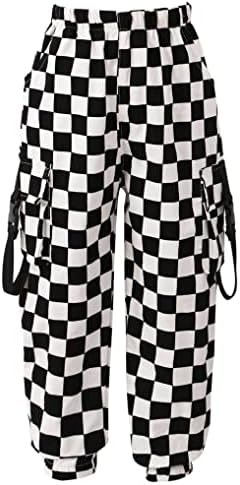 Oyolan Kids Girls Plaid Cargo Sweatpants