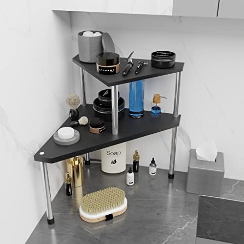 Weenson Corner Organizer Shelf with 2 Tiers Black