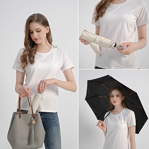 BAODINI Compact UV Protection Travel Umbrella 42 Inch UPF 50 Windproof