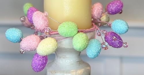 Easter Egg Candle Ring 9 Inch Pastel Decorative Wreath
