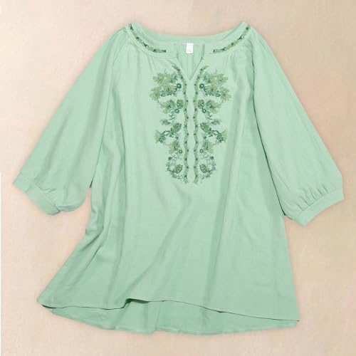 Linen Button Up Top Women Plus Size Summer Casual
