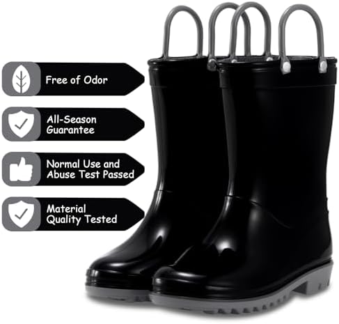 WILLPORT Toddler Rain Boots with Easy-On Handles for Boys and Girls