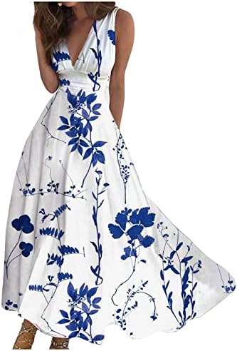 Womens Summer Maxi Dress Floral Print A Line Swing