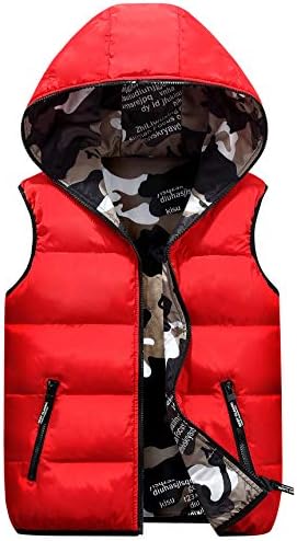 Happy Cherry Kids Winter Hooded Vest Padded Camouflage Reversible Waistcoat