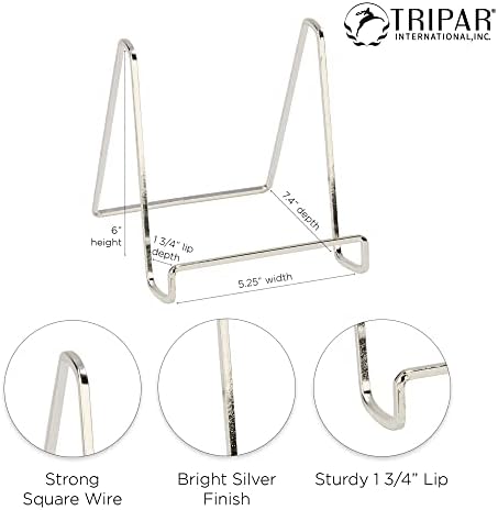 TRIPAR Square Metal Wire Easel - Silver Plated 6-Inch Height