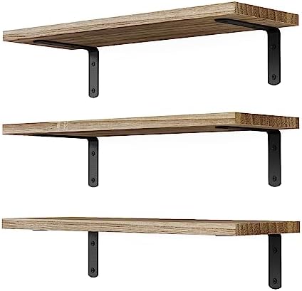 DOLLFIO 3 Set Floating Wall Shelves - Rustic Brown