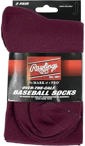 Rawlings 2 Pair Athletic Socks Baseball Softball