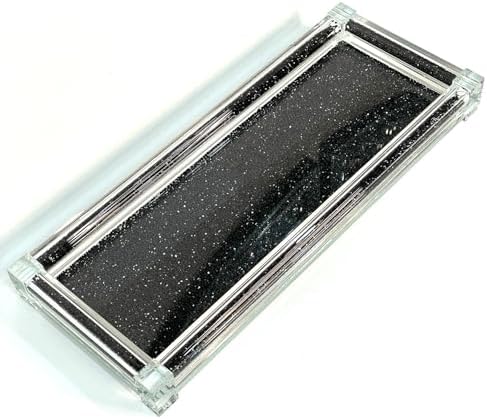 Stylish Home Organization Large Glass Tray with Crushed Diamond Design
