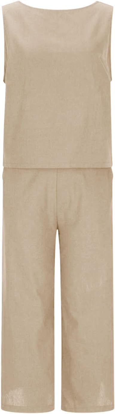 HGps8w Summer 2025 2 Piece Cotton Linen Outfits for Women
