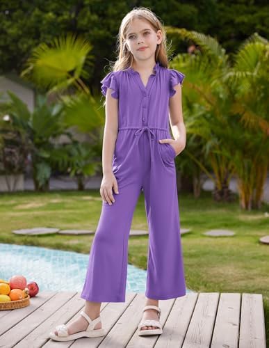 GRACE KARIN Girls Jumpsuit with Ruffle Sleeves