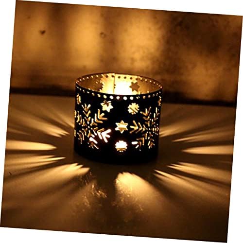 Retro Iron Snowflake Candle Holder Large Black