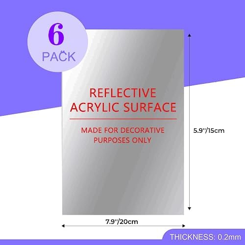 YVPSI 6PCS 8x6 Flexible Acrylic Mirror Tiles