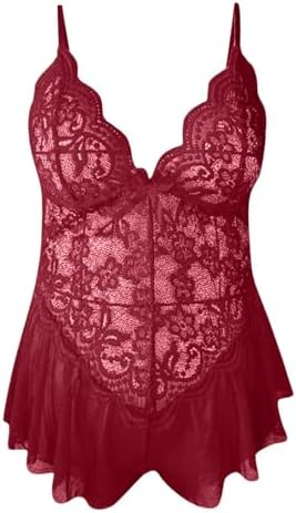 Womens Sexy Lace Chemise Babydoll Nightie Bodysuit Set