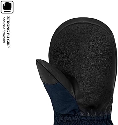 HIGHCAMP Kids Ski Mittens Waterproof Winter Gloves with Zipper and String