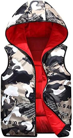 Happy Cherry Kids Winter Hooded Vest Padded Camouflage Reversible Waistcoat