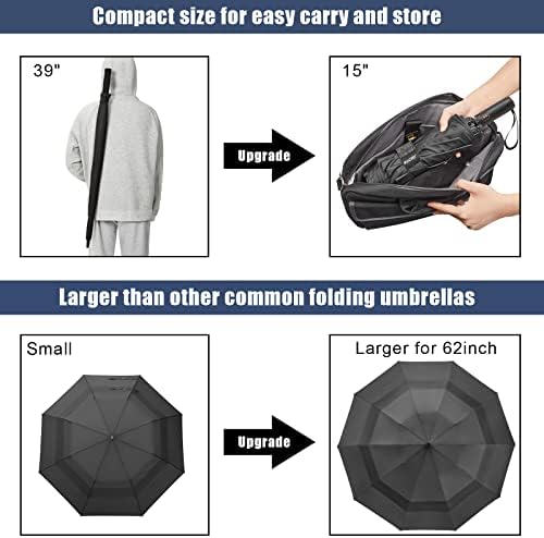 G4Free 62 Inch Double Canopy Folding Golf Umbrella
