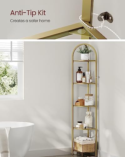 VASAGLE 5-Tier Corner Shelf Stand with Tempered Glass