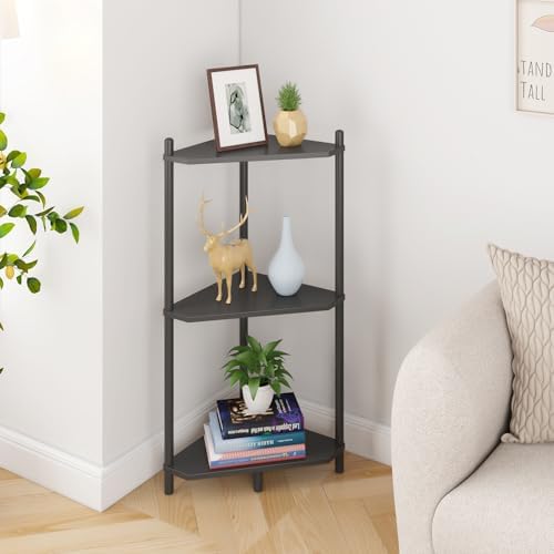 Wisuce 3 Tier Bamboo Corner Shelf - Black