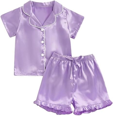 Baby Girls Satin Soft Pajamas Set 2 Piece