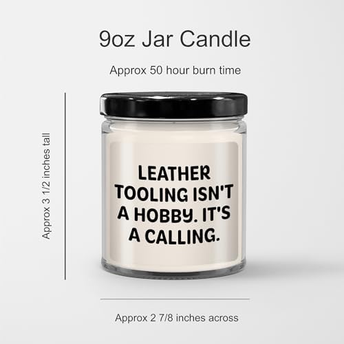 NAPAVI Leather Tooling Candle for Valentines - Vanilla Soy 9oz