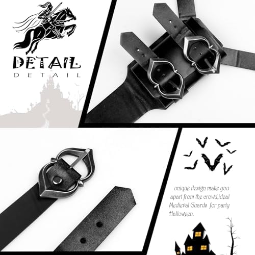 LVOW Medieval Sword Belts Faux Leather Holster Frog for Knight Cosplay