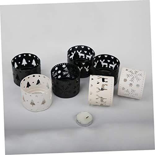 Retro Iron Snowflake Candle Holder Large Black
