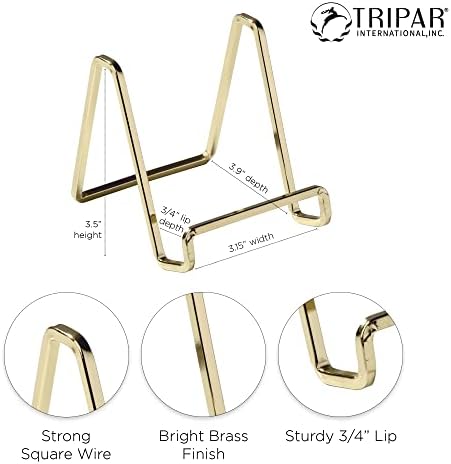 TRIPAR 3-Inch Brass Plated Square Book Holder Stand