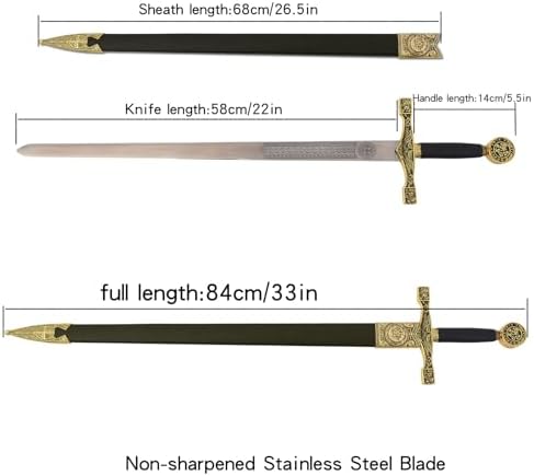 Ziqing Medieval Crusader Sword Metal Blade Cosplay Prop
