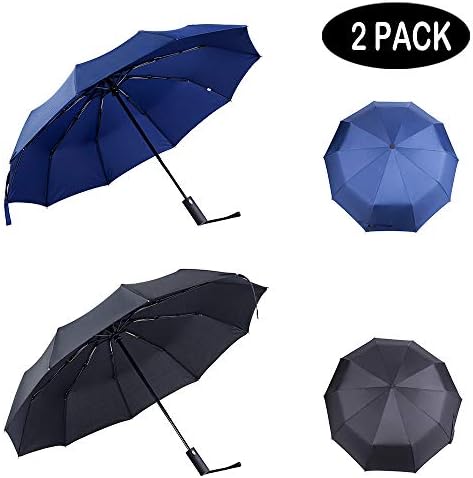 PFFY 2 Pack Travel Umbrella Windproof Auto Open Close Foldable